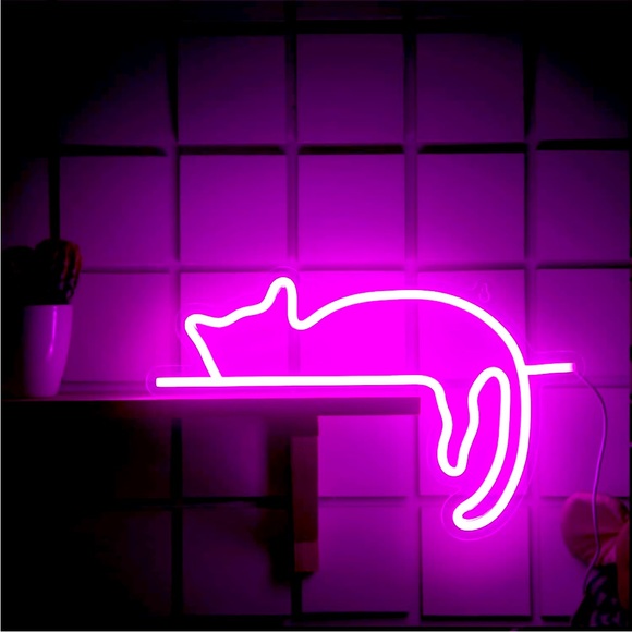 Neon Pink Resting Lounging Kitty Cat Animal LED Neon Party Light Wall Dorm Decor - Picture 6 of 6